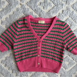 Pink and Green Striped Cardigan